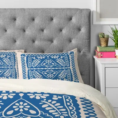 Deny Designs Natalie Baca Fiesta De Corazon Pillowcase In Blue