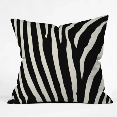 Deny Designs Natalie Baca Zebra Stripes Outdoor Throw Pillow In Black;white