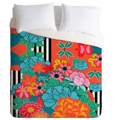 Deny Designs Navy Modern Duvet Cover In Green,orange,blue