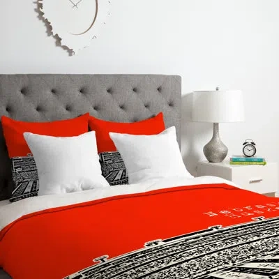 Deny Designs Nebraska Huskers Duvet Cover Set In Red