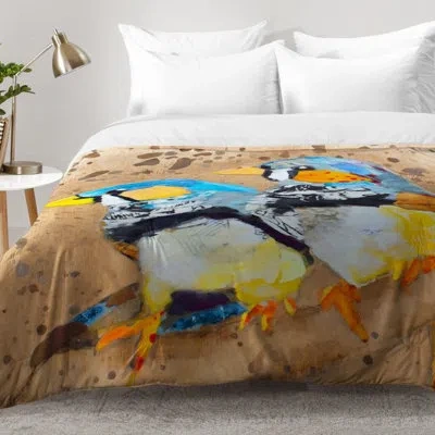 Deny Designs Nelson Tweet Me Comforter Set In Brown,blue,yellow