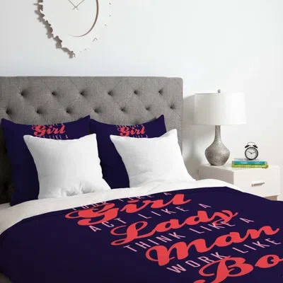 Deny Designs New Boss Duvet Cover Set In Blue,orange