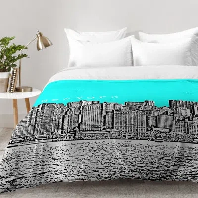 Deny Designs New York Aqua Comforter Set In Blue,black