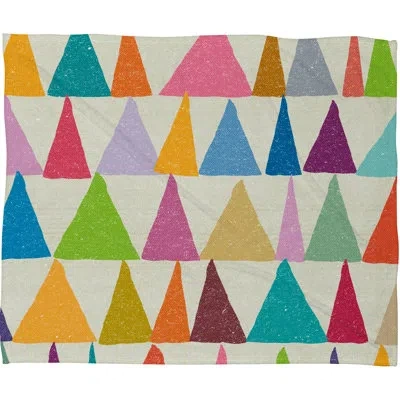 Deny Designs Nick Nelson Analogous Shapes In Bloom Fleece Throw Blanket In Gray