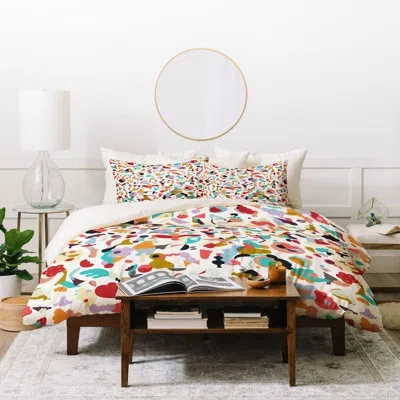 Deny Designs Ninola 3 Piece Duvet Cover Set In Red,greeen