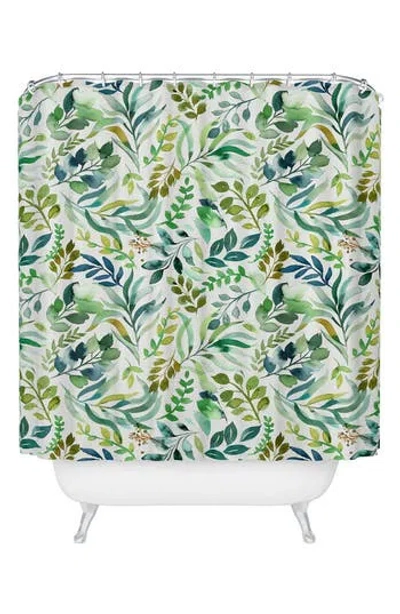 Deny Designs Ninola Design Botanic Retreat Shower Curtain In Green