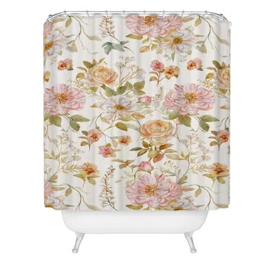 Deny Designs Ninola Design Crabs Lobsters Coastal Coral Reef Shower Curtain In Cream