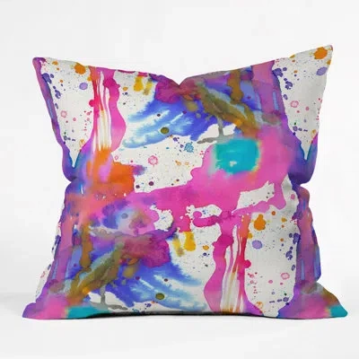 Deny Designs Ninola Design Paint Splashes Dripping Throw Pillow In Purple,blue