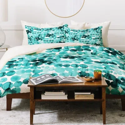 Deny Designs Ninola Design Relaxing Ink Bleeding Dots Duvet Cover Set In Teal
