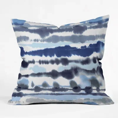 Deny Designs Ninola Design Soft Relaxing Lines Throw Pillow In Blue,gray