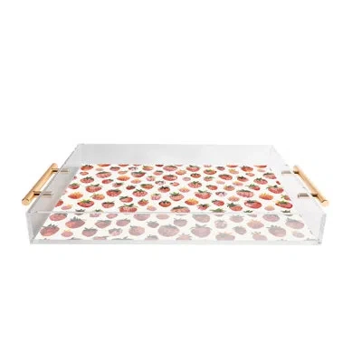 Deny Designs Ninola Design Strawberries Countryside Summer Acrylic Tray In White