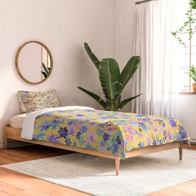 Deny Designs Ninola Yellow/purple/blue Standard Cotton Comforter In Blue;yellow;purple
