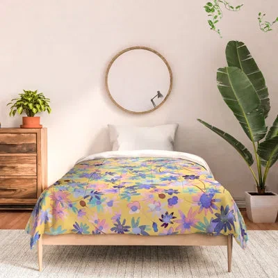Deny Designs Ninola Yellow/purple/blue Standard Cotton Comforter Set In Blue;yellow;purple