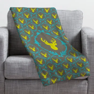 Deny Designs Oh Deer 3 Blanket In Blue;gray