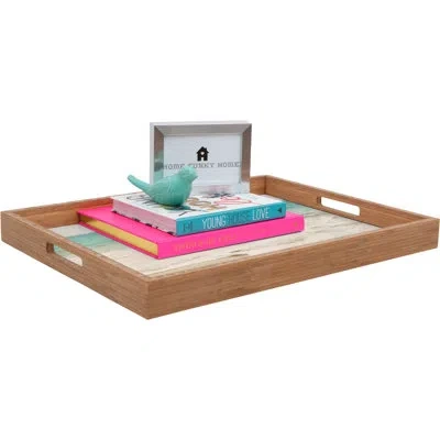 Deny Designs Ombre Beach Ottoman/coffee Table Tray In White