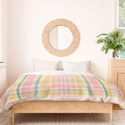Deny Designs Orange Microfiber 3 Piece Duvet Cover Set In Orange,pink,blue