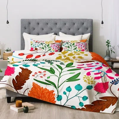 Deny Designs Oranges Charm Comforter Set In Green,blue,orange
