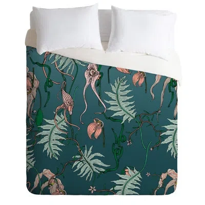 Deny Designs Orchid Botanical Duvet Cover Set In Green