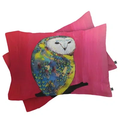 Deny Designs Owl On Lipstick Pillowcase In Red;pink
