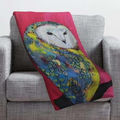Deny Designs Owl On Lipstick Throw Blanket In Blue;red;yellow