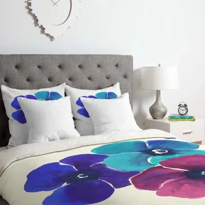 Deny Designs Pansies Duvet Cover In Polyester