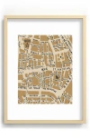 Deny Designs Paris Map Rustic Framed Art Print In Cream