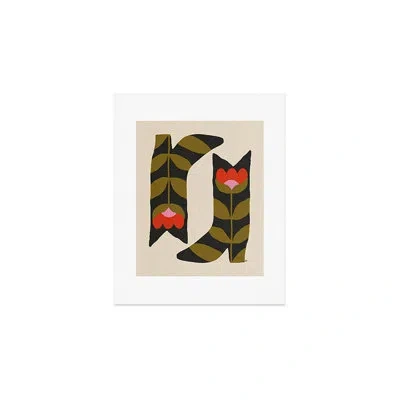 Deny Designs Parrott Paints Bloom Boots Art Print - Unframed In Beige