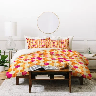 Deny Designs Pattern State 3 Piece Duvet Cover Set In Orange,red