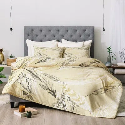 Deny Designs Pattern State Feather Comforter Set In Beige,gray