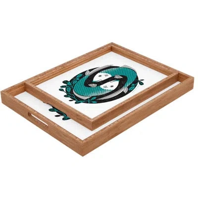 Deny Designs Pearl And Polly Pisces Ottoman/coffee Table Tray In Green