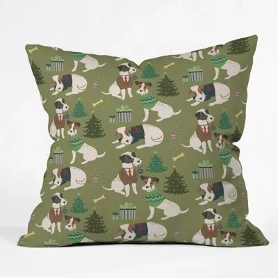 Deny Designs Pimlada Phuapradit Christmas Canine Jack Russell Throw Pillow