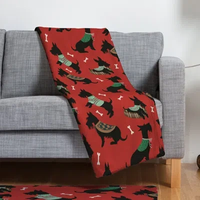Deny Designs Pimlada Phuapradit Christmas Canine Scottie Throw In Red