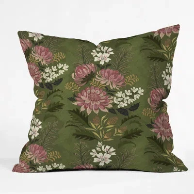 Deny Designs Pimlada Phuapradit Wildflowers Throw Pillow In White;green;pink