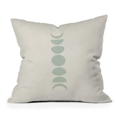Deny Designs Poems Minimal Moon Phases Sage Outdoor Square Pillow Cover & Insert