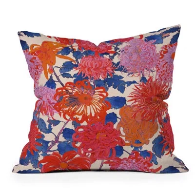 Deny Designs Polyester Throw Square Indoor/outdoor Pillow Cover & Insert In Blue;red;pink;orange