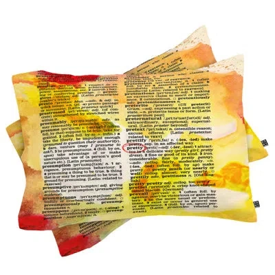 Deny Designs Pretty Dictionary Art Pillowcase In Brown;yellow