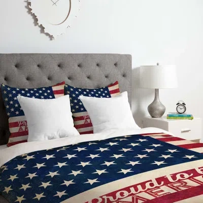 Deny Designs Proud To Be An American Flag Duvet Cover Set In Red,white,blue