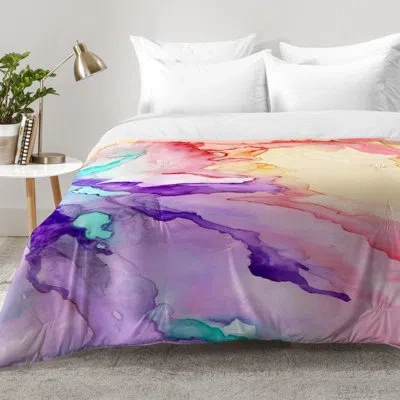 Deny Designs Purple/pink Modern & Contemporary Comforter Set In Purple,pink