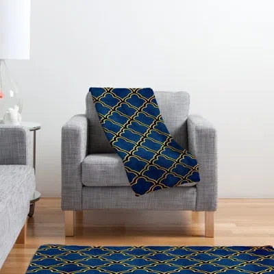 Deny Designs Quatrefoil Fleece Blanket In Blue
