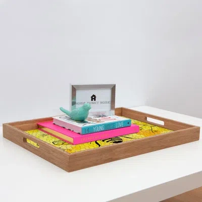 Deny Designs Queen Bee Ottoman/coffee Table Tray In Yellow