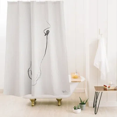 Deny Designs Quibe One Line Horse 407 Shower Curtain In White