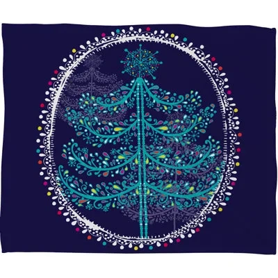 Deny Designs Rachael Taylor Decorative Tree Plush Fleece Throw In Blue