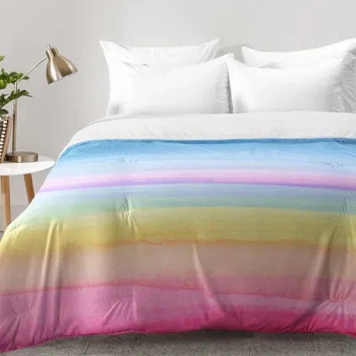 Deny Designs Rainbow Ombre Comforter Set In Pink