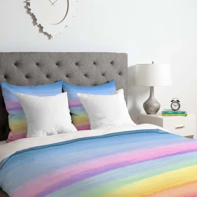 Deny Designs Rainbow Ombre Duvet Cover Set In Pink