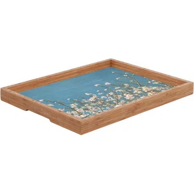Deny Designs Reaching For Spring Ottoman/coffee Table Tray In Blue