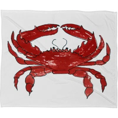 Deny Designs Red Crab Fleece By Laura Trevey Throw Blanket