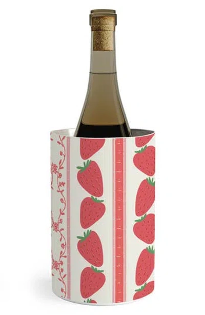 Deny Designs Red Stripes Stainless Steel Wine Chiller In Neutral