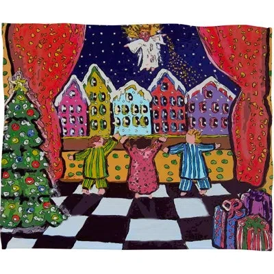 Deny Designs Renie Britenbucher Christmas Angel Plush Blanket In Blue;green;red