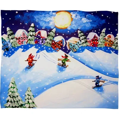 Deny Designs Renie Britenbucher Skiers Plush Fleece Throw In Blue