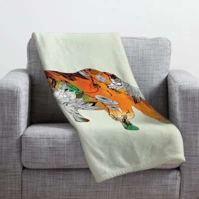 Deny Designs Rhino Throw Blanket In Gray;orange